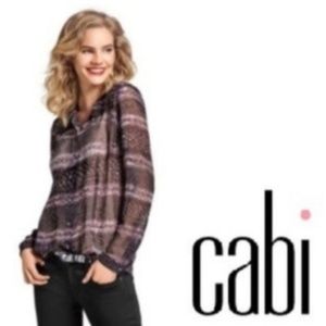 CAbi #3249 Paris semi sheer abstract Blouse